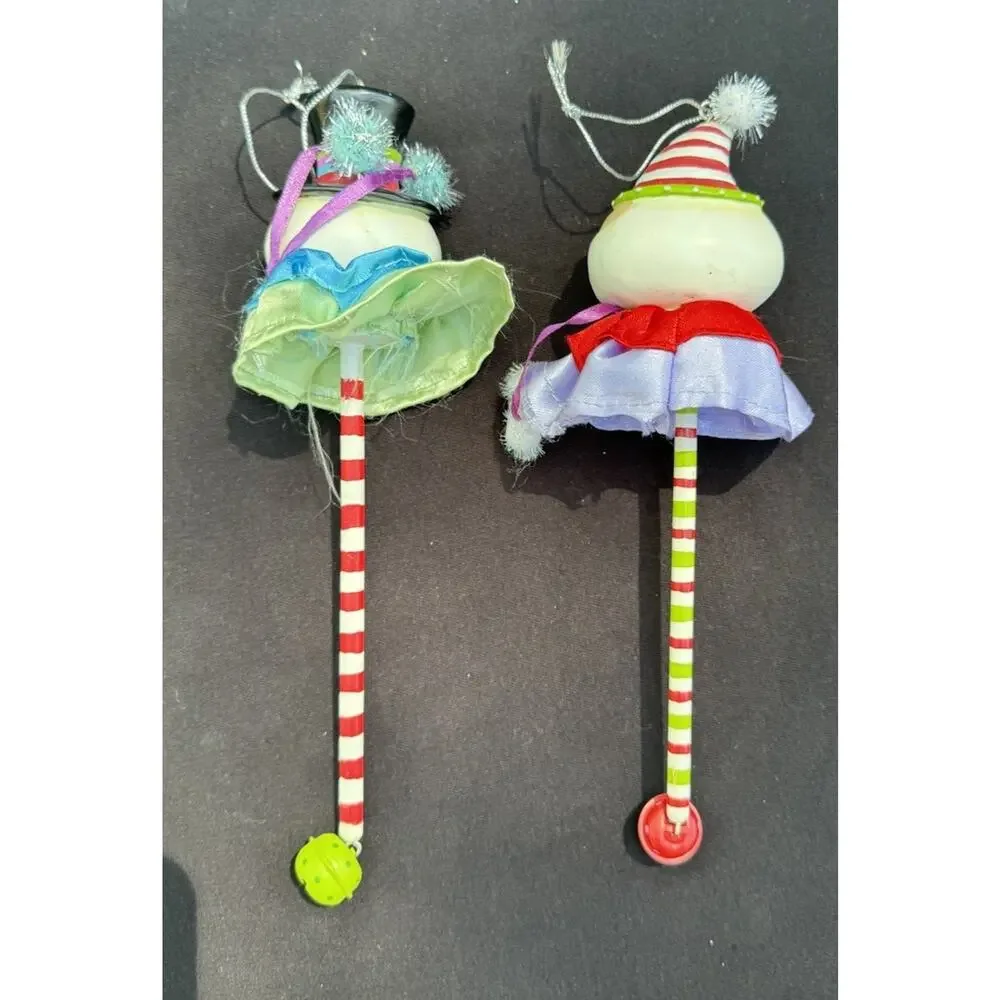 2 Midwest Of Cannon Falls Snowman Santa Whimsical Christmas ornaments -Lo10